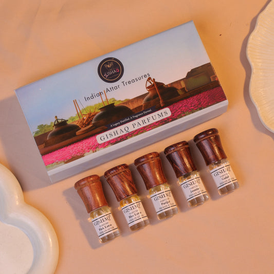 Lotus and Floral Exotic Collection with 5 Premium Floral Attars by Gishaq Parfums
